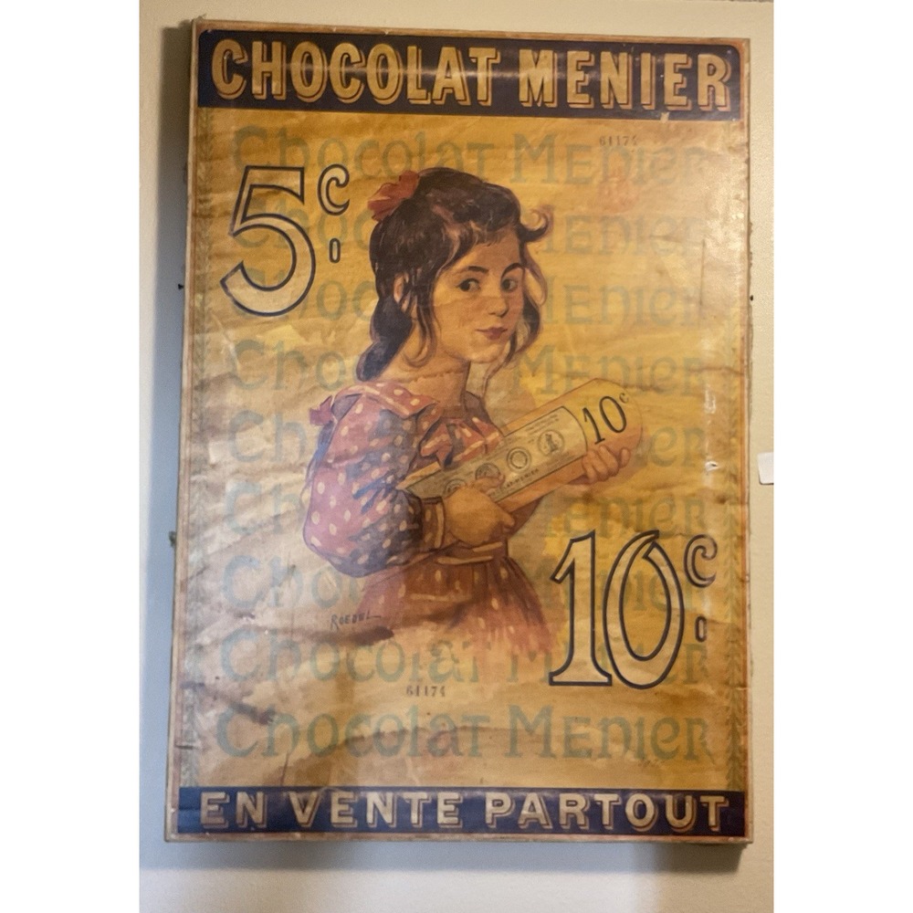 FRENCH CHOCOLAT MENIER EN VENTE PARTOUT GIRL 18"x 26"  VINTAGE POSTER‎ REPRO
